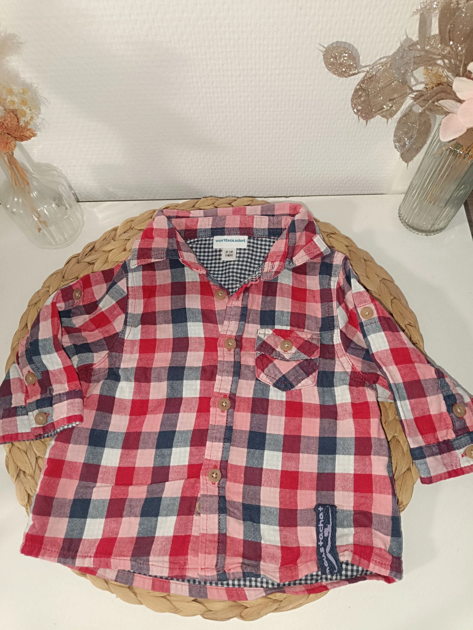 Chemise à carreaux Rouge-6mois 🎈 Vertbaudet